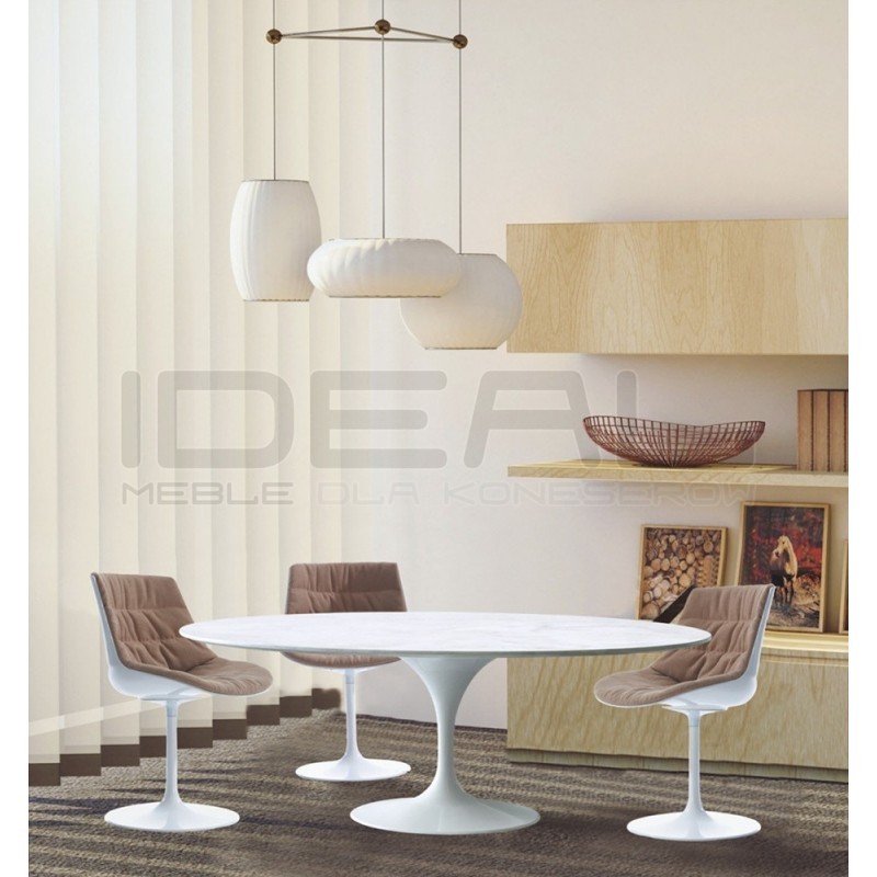 Stół Inspirowany Projektem Tulip Z owalnym Blatem Z Marmuru