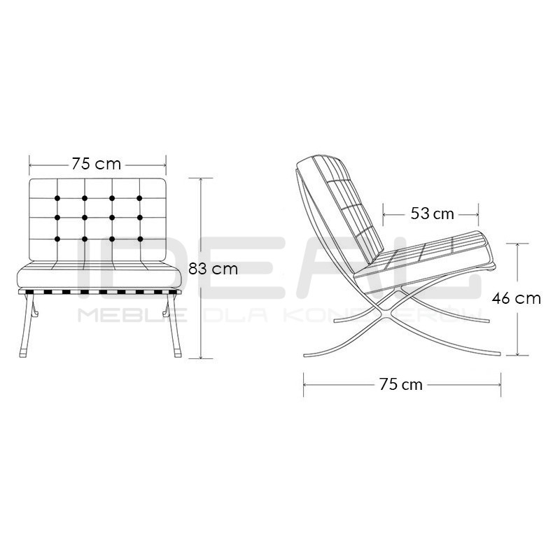 Fotel inspirowany projektem Barcelona