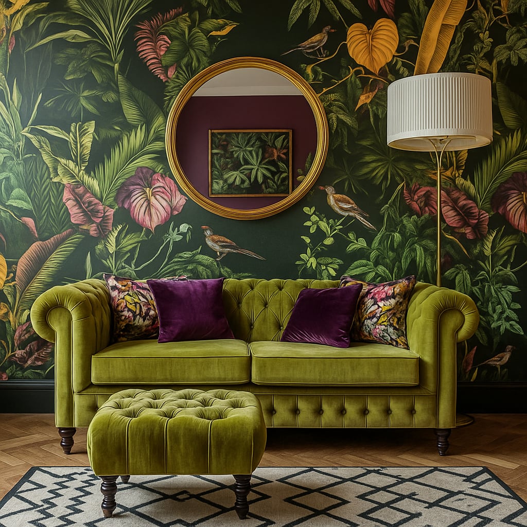 aranżacja ściany nad sofą lady