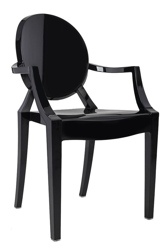 czarne krzesło louis x podłokietnikami