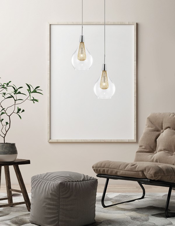przezroczysta szklana lampa frame bulb ze złota osłonką