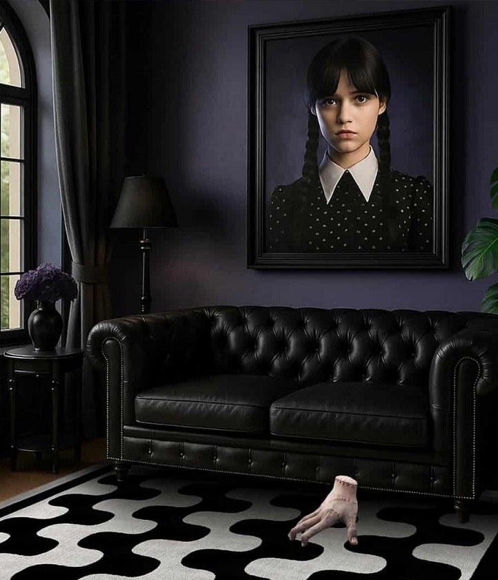 Aranżacja ściany nad sofą - plakat