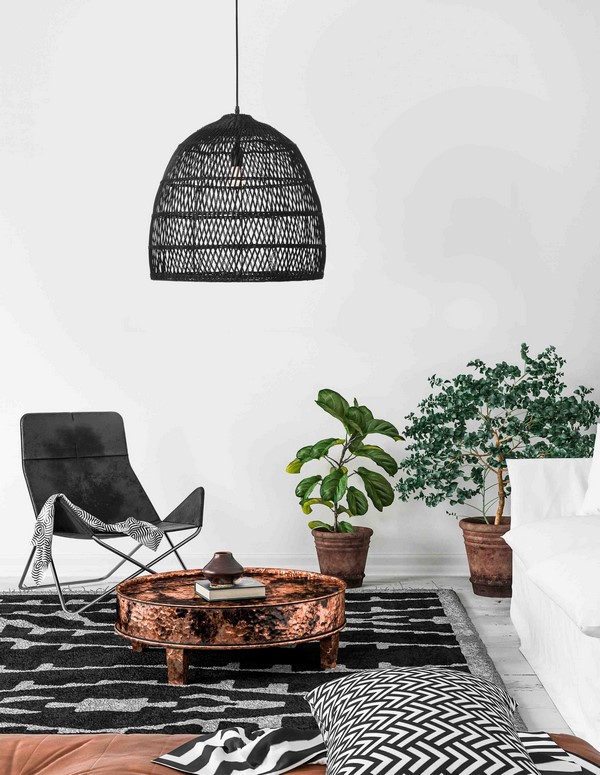 czarna rattanowa lampa boho monaco azurowa