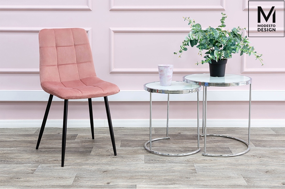 tapicerowane krzesło welurowe carlo różowe