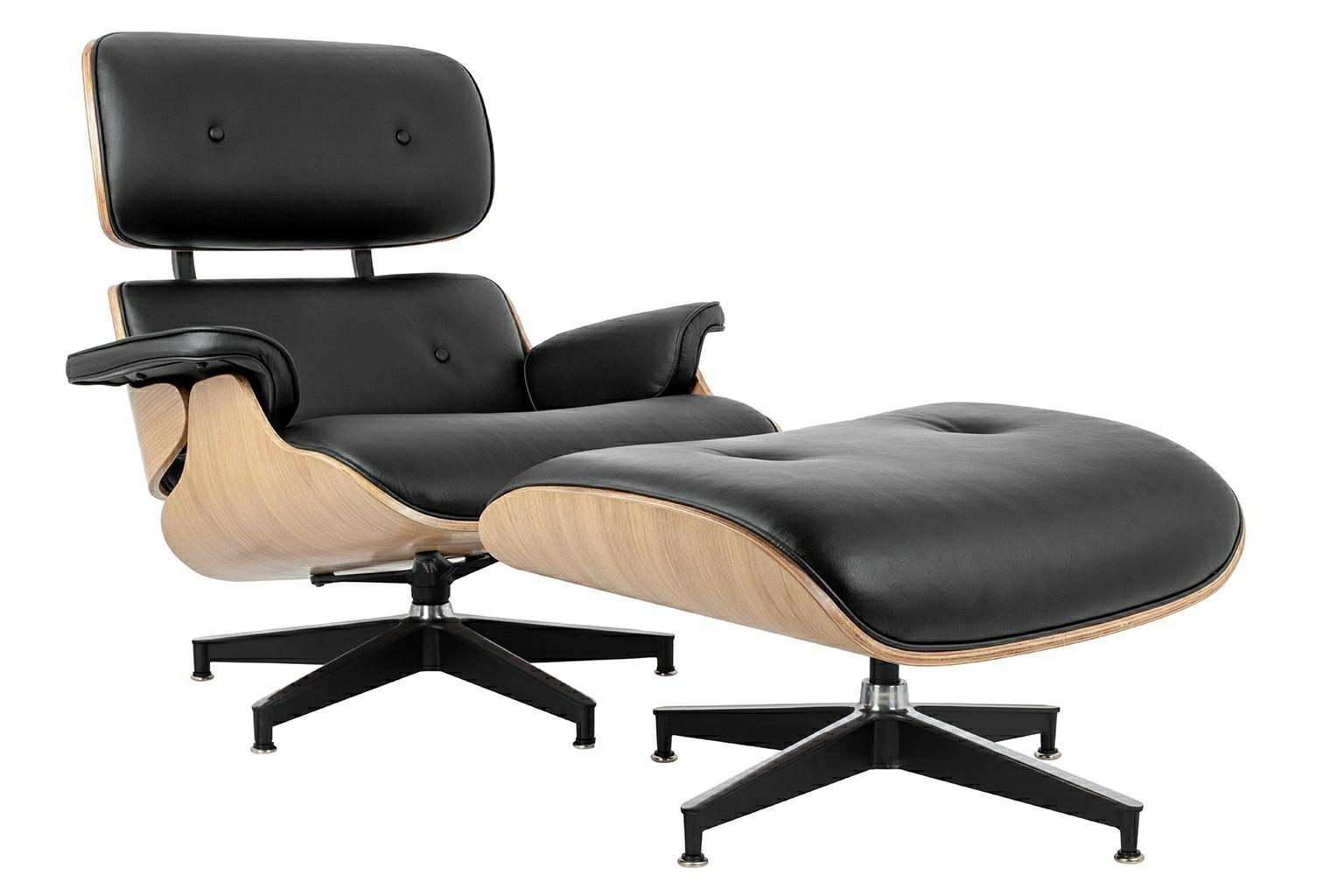 fotel lounge z podnóżkiem jesion