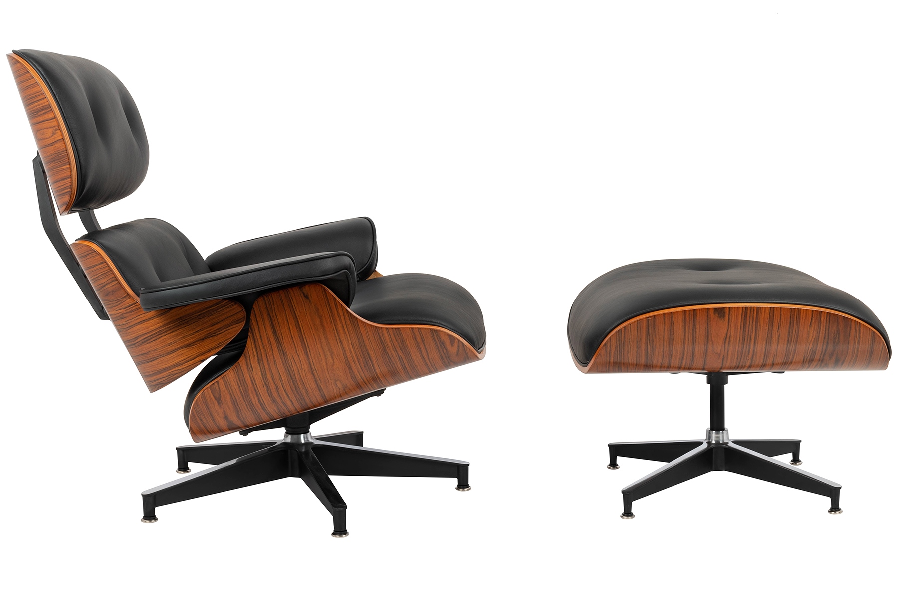 fotel lounge z podnóżkiem czarnym sklejka różana