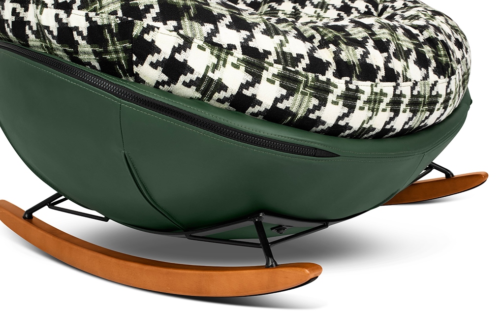 fotel bujany fatty zielona pepitka do pokoju