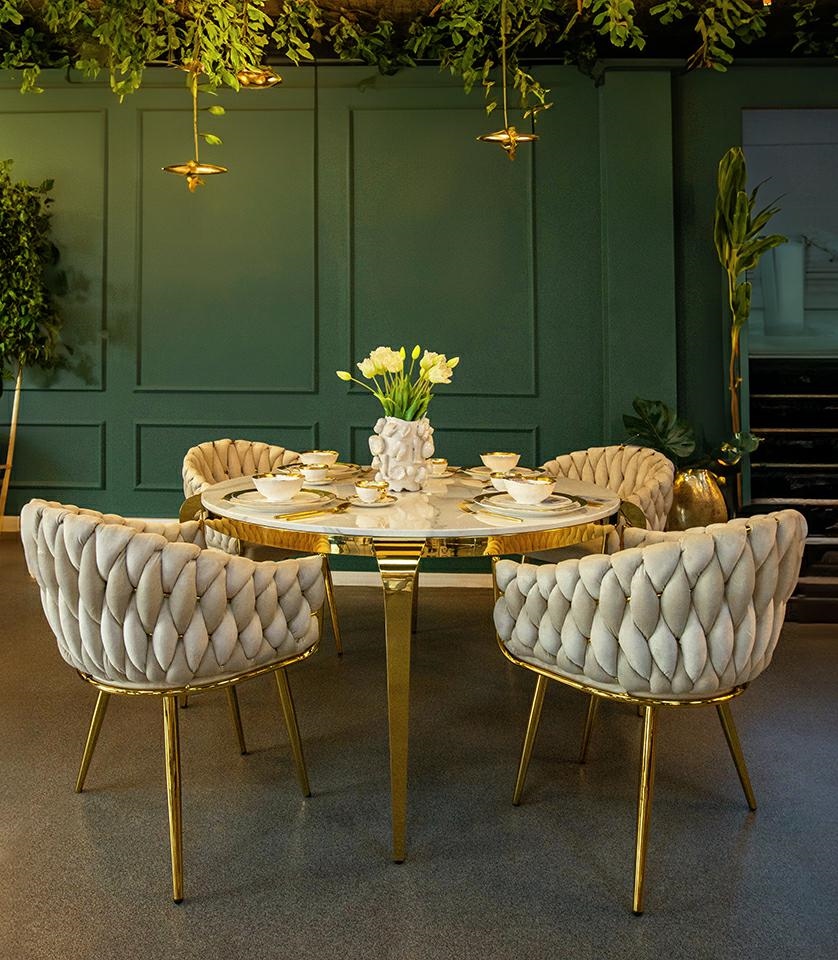 okrągły stół glamour 150 maison blat marmur