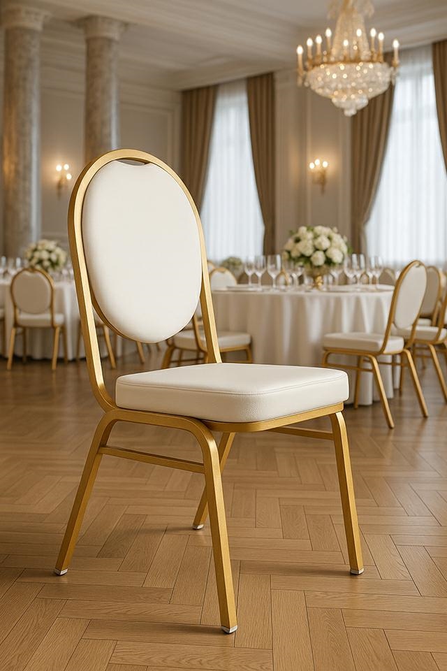 krzesło bankietowe biało złote hestia