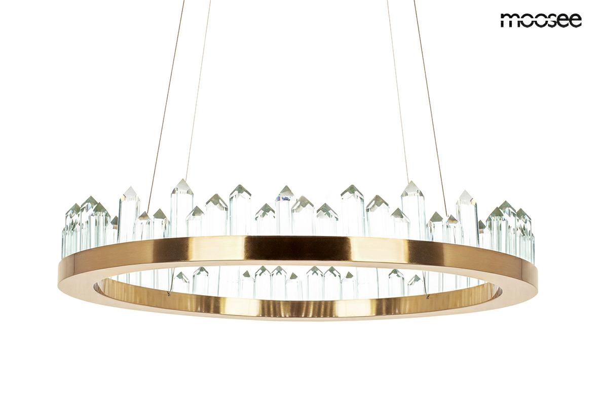 kryształowa lampa wisząca glamour złota nenufar