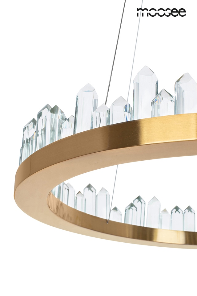 kryształowa lampa wisząca glamour złota nenufar