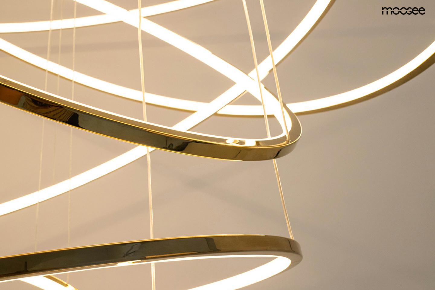 złota lampa wisząca ring slim 4 okręgi