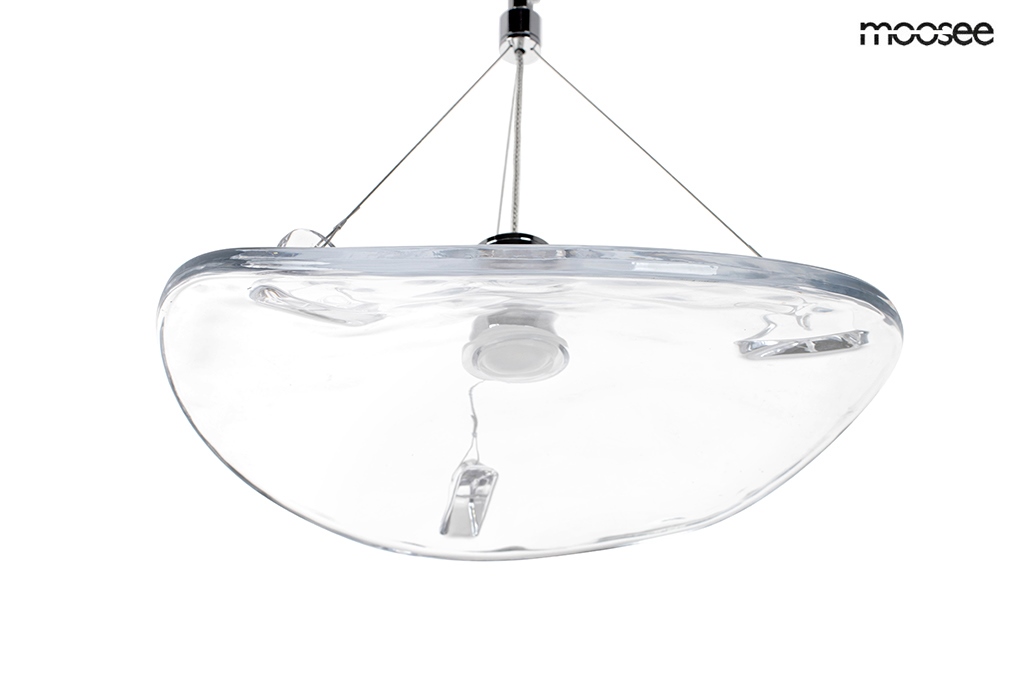 przezroczysta lampa wisząca szklana nieregularna aqua