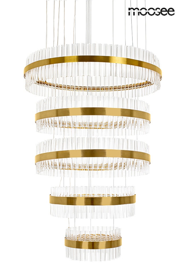 duża lampa wisząca ghia złota 5 okręgów