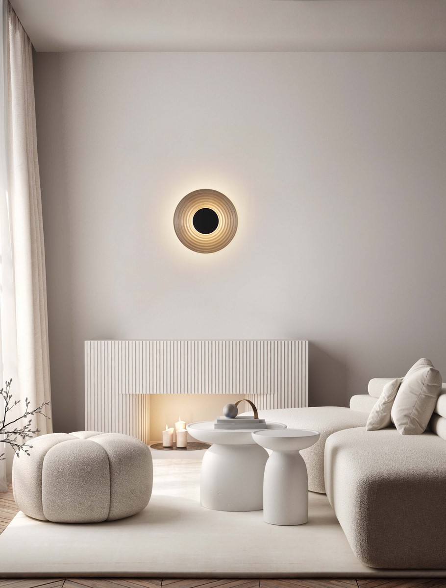 Szklany kinkiet okrągły Onsu czarny IdealMeble.pl