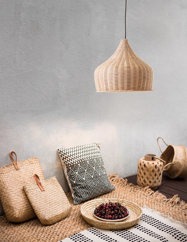 LAMPA WISZĄCA BOHO WOODY RATTAN