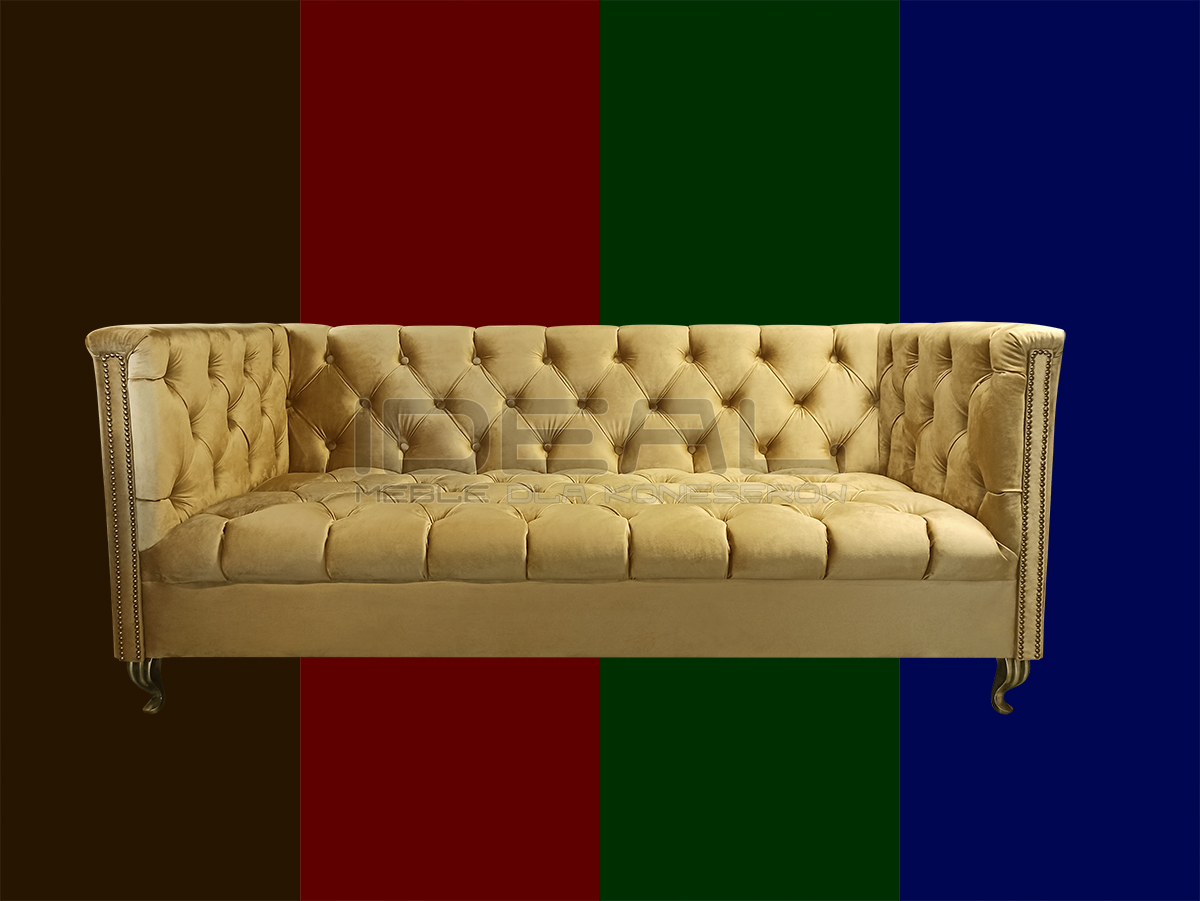 sofa chesterfield miodowa pasujące kolory