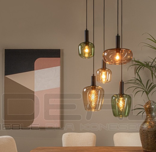Kolorowa lampa wisząca szklana Litur 5