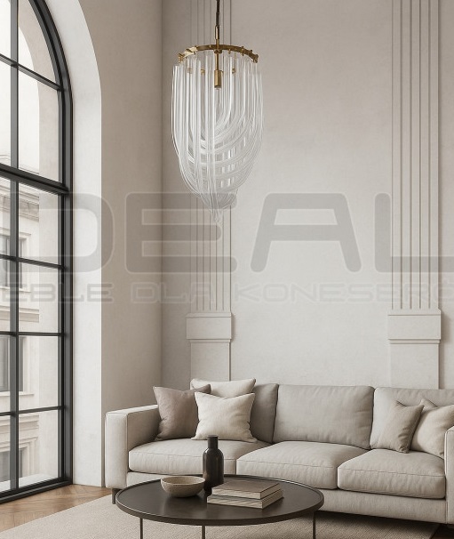 Lampa wisząca kryształowa złota Wave Murano S | IdealMeble.pl