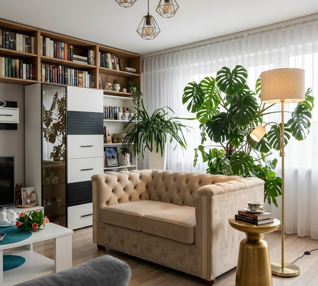 mała sofa do salonu dopasowana do niewielkiej przestrzeni