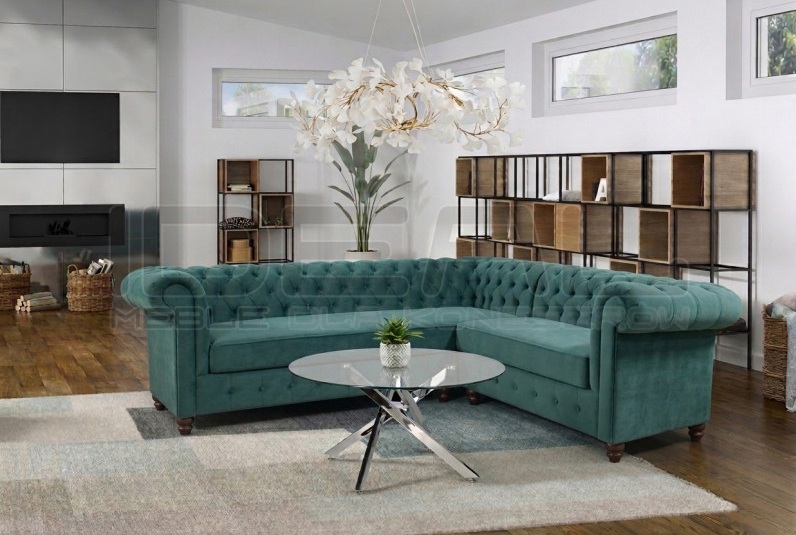 Narożnik Chesterfield Canon z funkcją spania codziennego i pojemnikiem 260x230