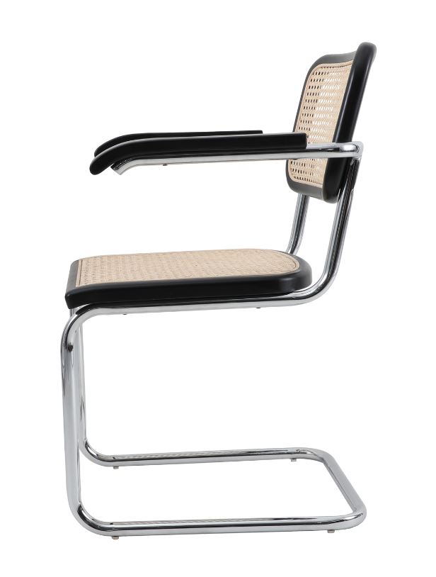 ratanowe krzesło Cesca czarne z podłokietnikami