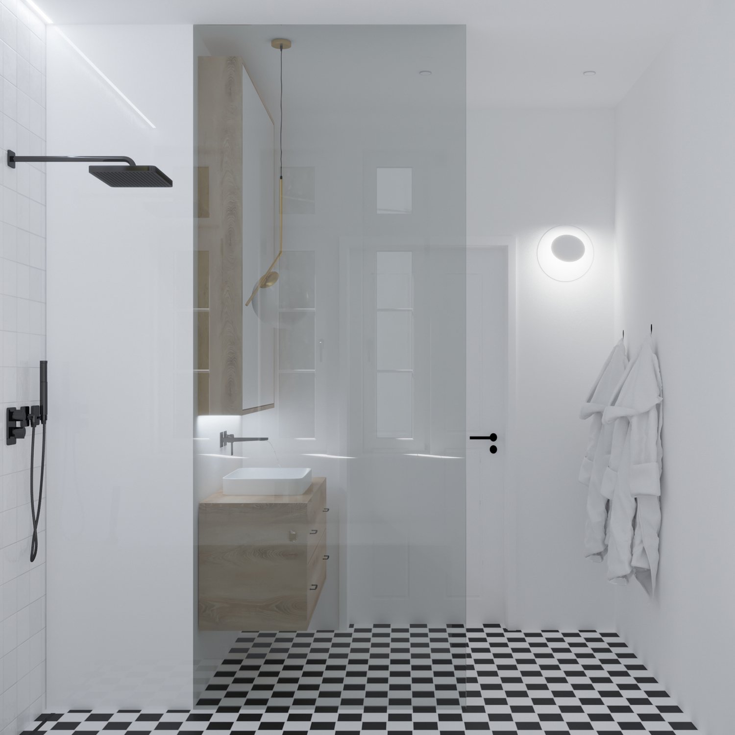 biały kinkiet geometryczny koło pills