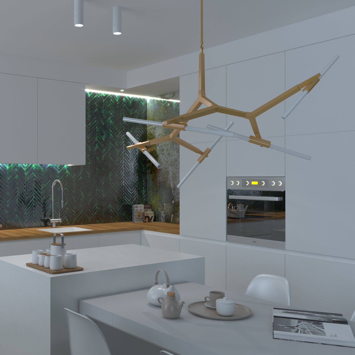 Złota Lampa wisząca Sicks Canelabr