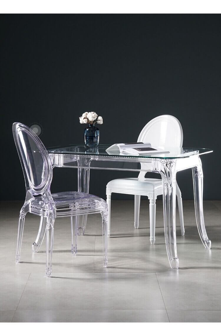 prostokątny stół przezroczysty glamour ghost 120