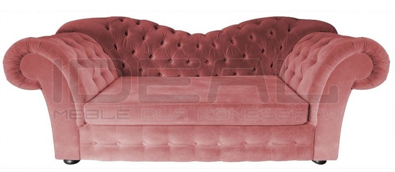 Chesterfield Kanapa Madame Plus 3 os. z funkcją spania w czerwonym pluszu