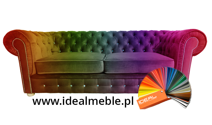 Sofa Chesterfield March z kryształkami 3 os. IdealMeble.pl